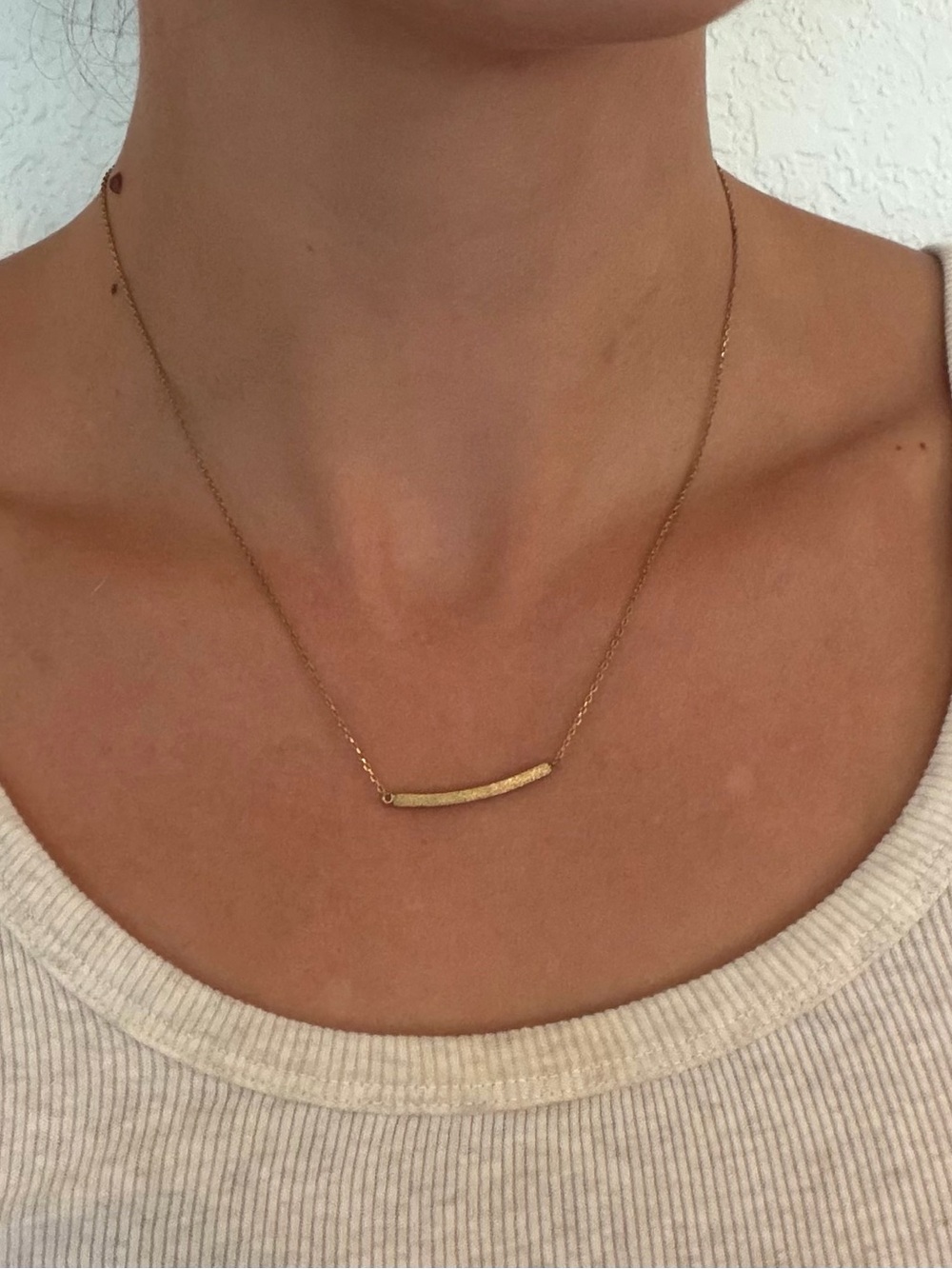 Brushed Gold Bar Pendant Necklace